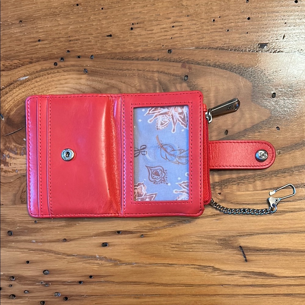HOBO Red Leather Key & Card Holder with Silver Hardware - Picture 2 of 4
